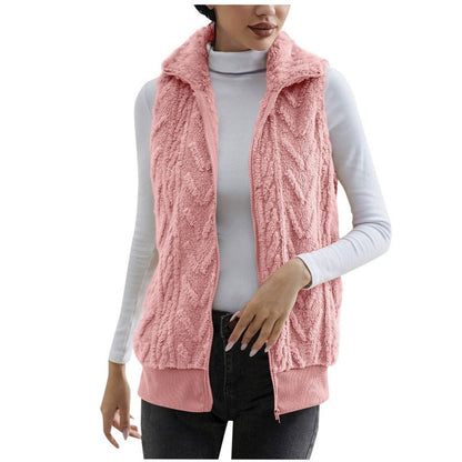 Kleid Ohne Ärmel Fleece Jacquard Reißverschluss - IdealeKleiden