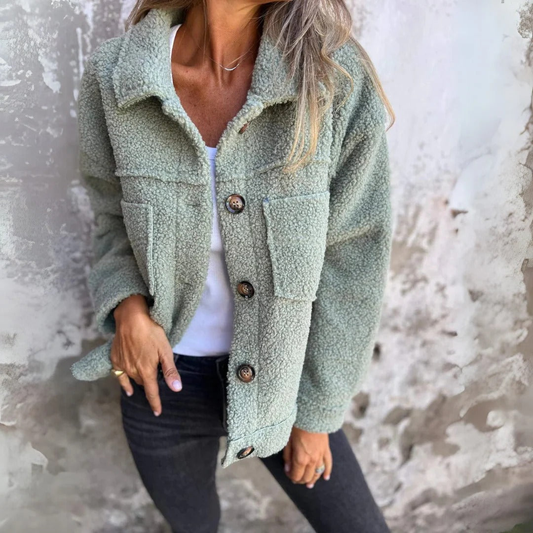 Winter Mantel Damen Lockere Passform Wollig