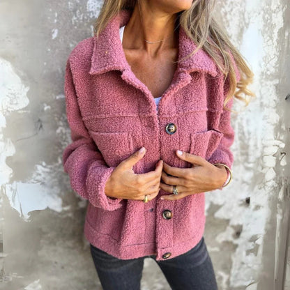 Lässige Winterjacke Große Taschen Baumwolle Optik - IdealeKleiden