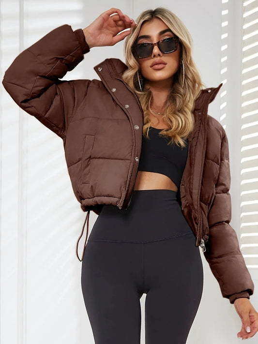 Warme Pufferjacke Oversized Kapuze Frauen - IdealeKleiden