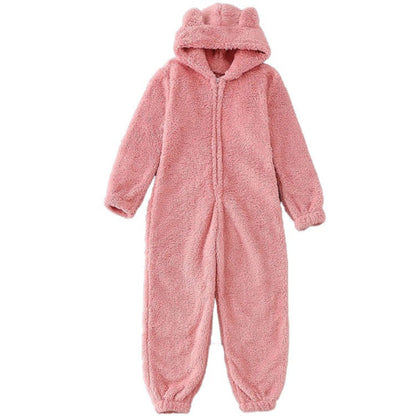 Damen Fleece-Overall Warm mit Kapuze