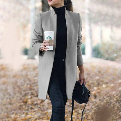 Taillierte Damenmantel Wollmix Knie-lang Elegant