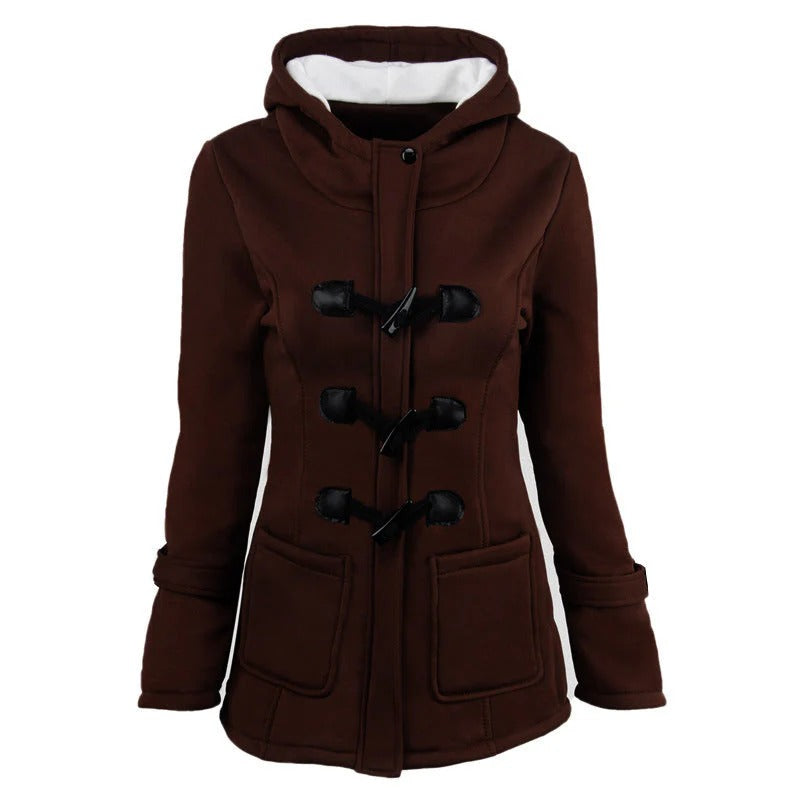 Stylischer Wintermantel mit Kapuze und Taillierte Passform - IdealeKleiden
