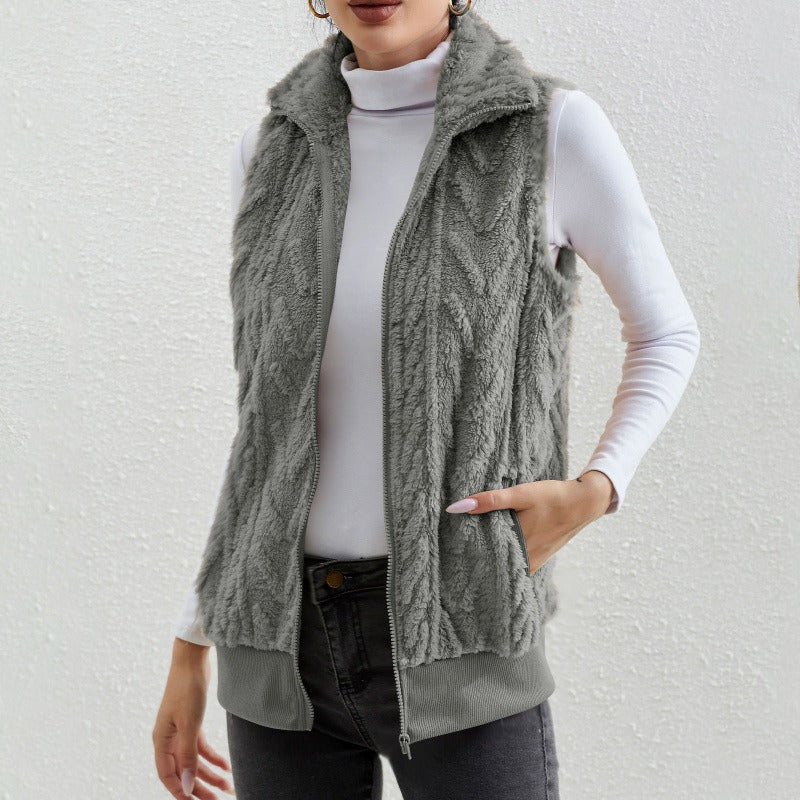 Kleid Ohne Ärmel Fleece Jacquard Reißverschluss