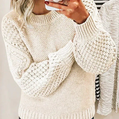 Großer Strickpullover Wollmischung Zopflook