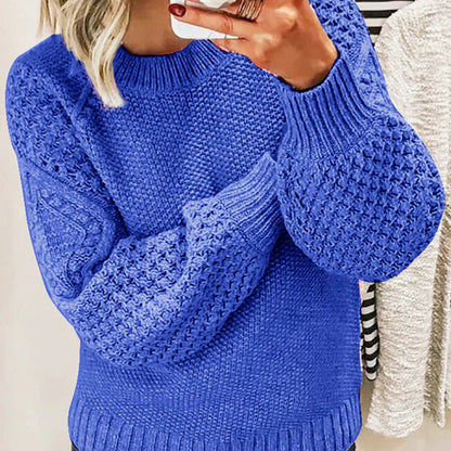 Großer Strickpullover Wollmischung Zopflook