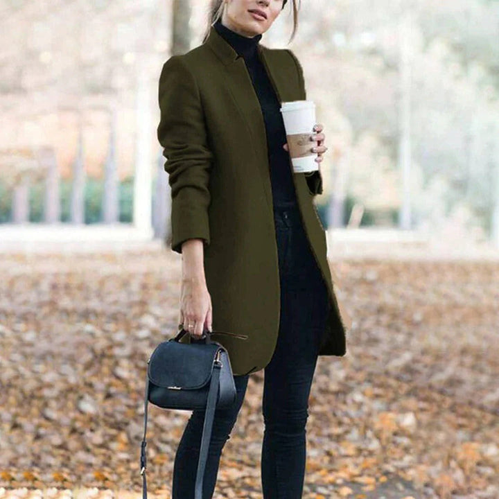 Elegante Wollmantel Damen Knielang Tailliert