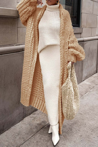 Übergroße Strickjacke Chunky Wolle Lang