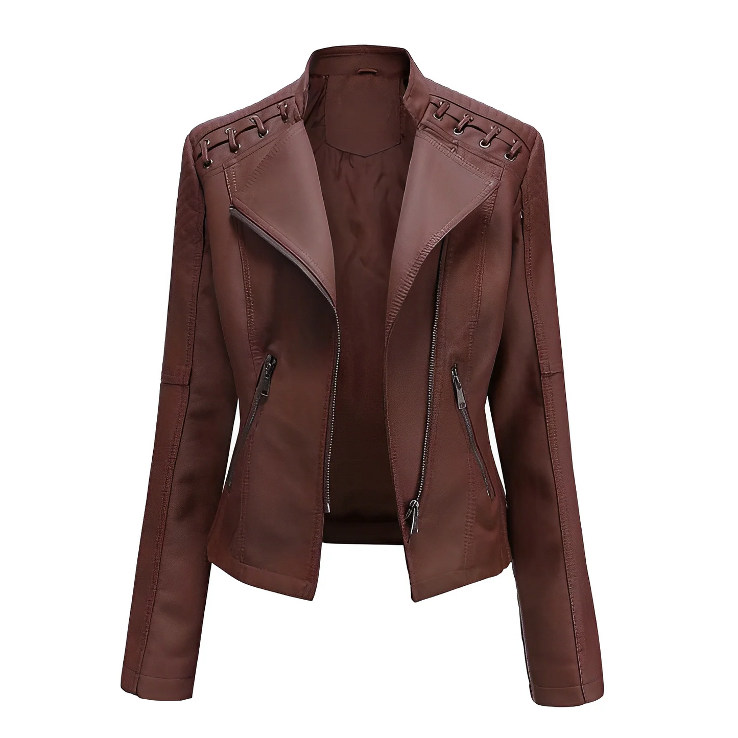 Lederjacke Slim Fit Asymmetrisch Quilted Style