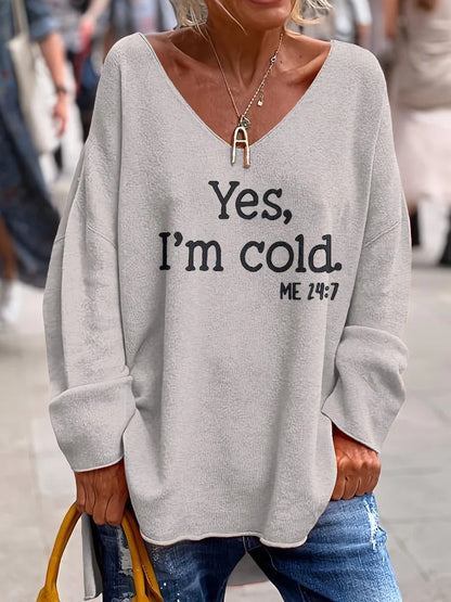 Große Sweater Damen Weich Übergröße V-Ausschnitt