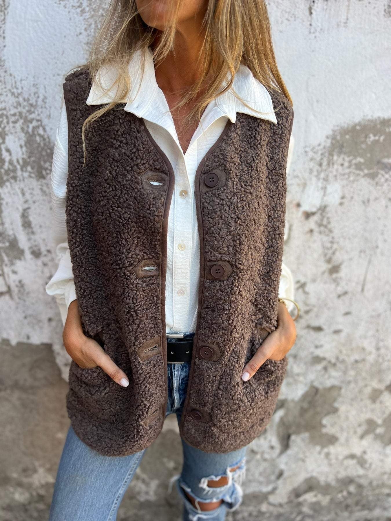 Weiche Lammfellfleece Kleidung Lockere Passform