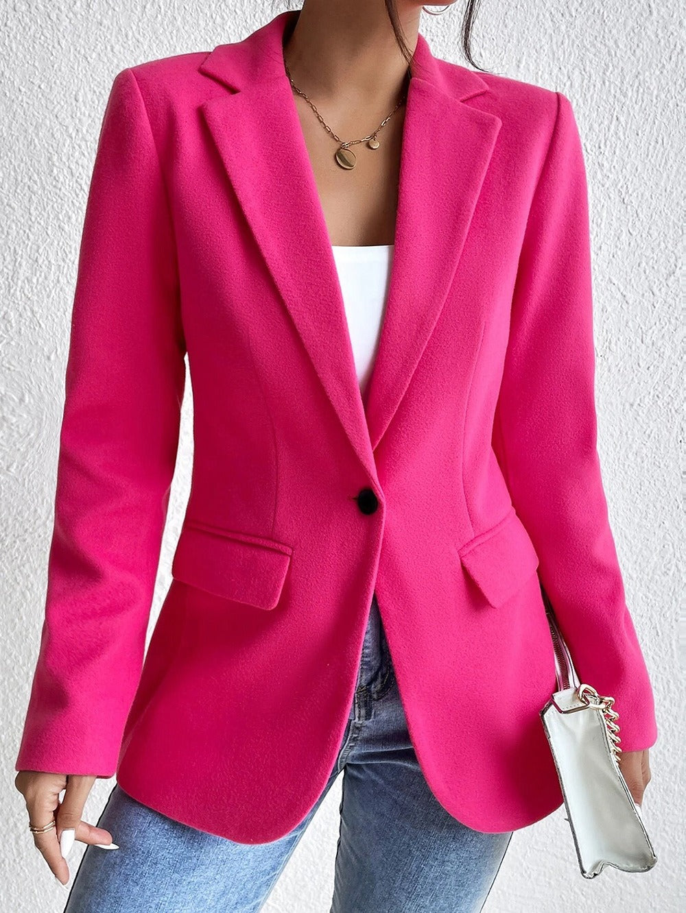 Schmale Blazer Slim Fit Wollmischung Reverskragen