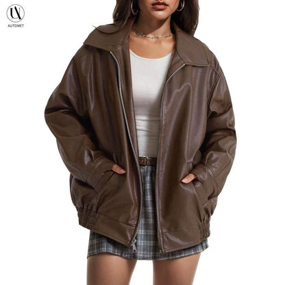 Leder Bomberjacke Damen Elegant