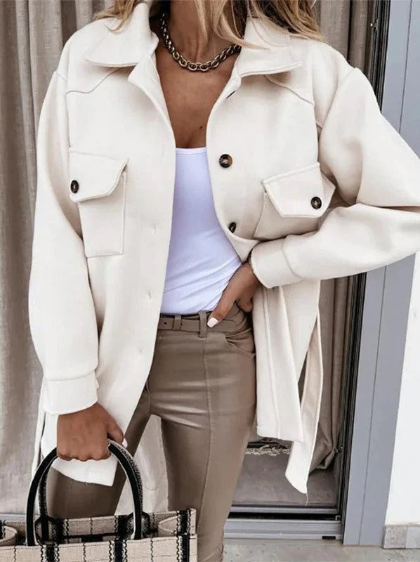 Winterjacke Damen Oversize Winddicht Knopfverschluss