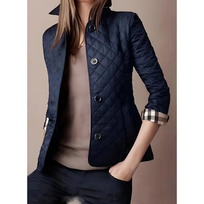 Elegante Steppjacke Damen Taillierte Fit Diamant Muster