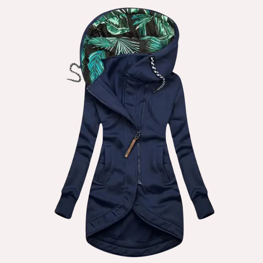 Stylische Fleecejacke Slim Fit Kapuze Asymmetrisch - IdealeKleiden