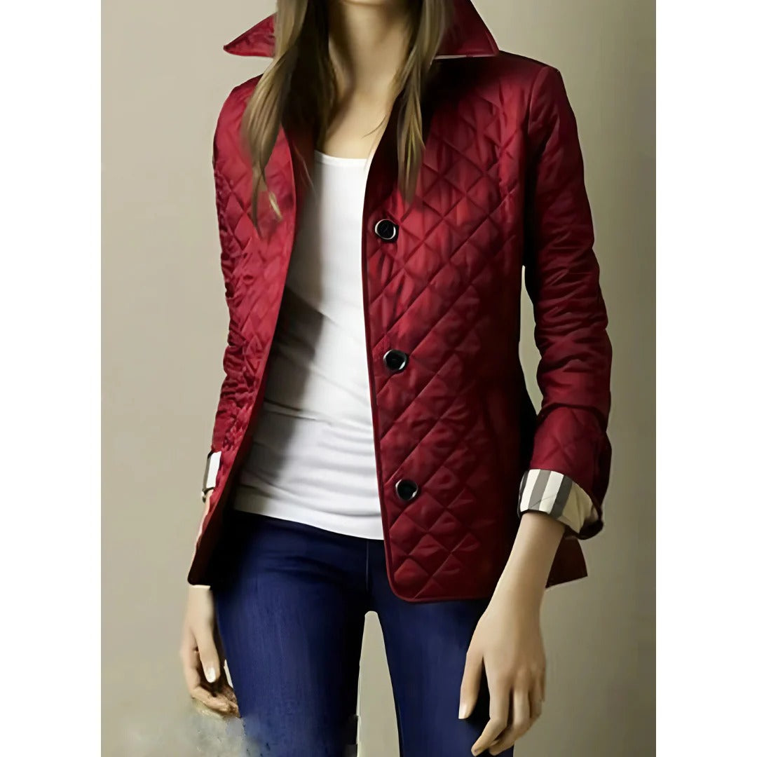 Elegante Steppjacke Damen Taillierte Fit Diamant Muster