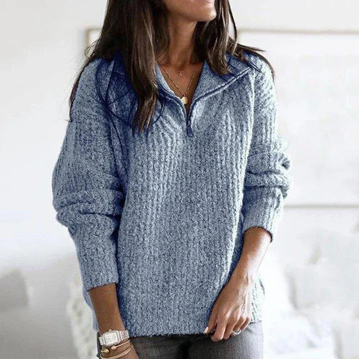 Damen Strickpullover Mit Halbzipper