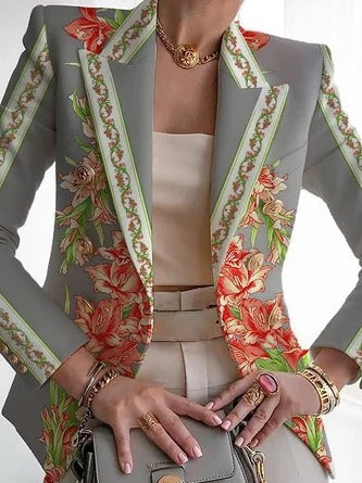 Elegantes Kleid Blumenmuster Rundhals Schnellverschluss