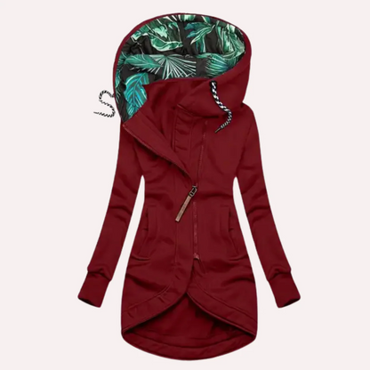 Stylische Fleecejacke Slim Fit Kapuze Asymmetrisch