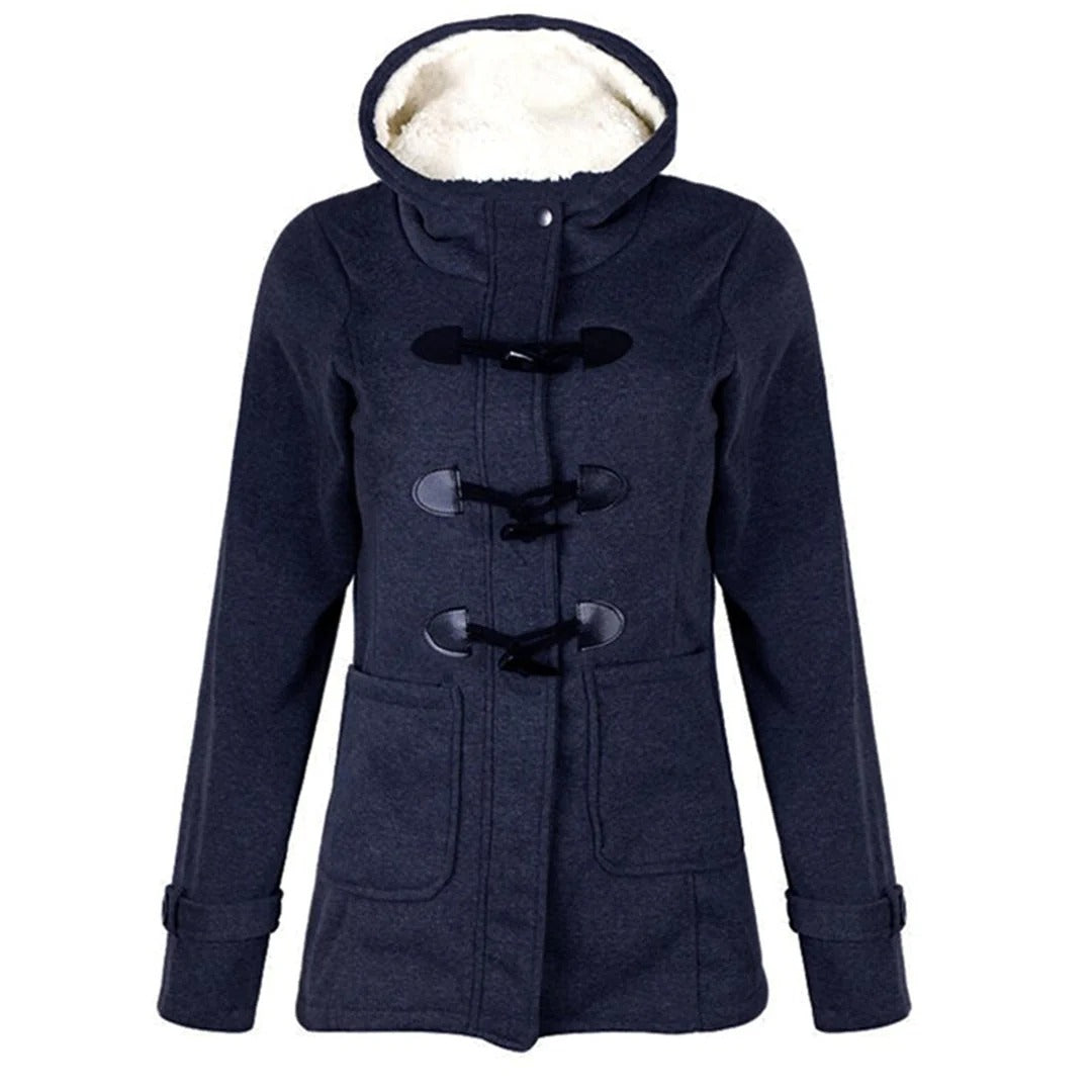 Damen Langmantel Mit Kapuze und Taschen