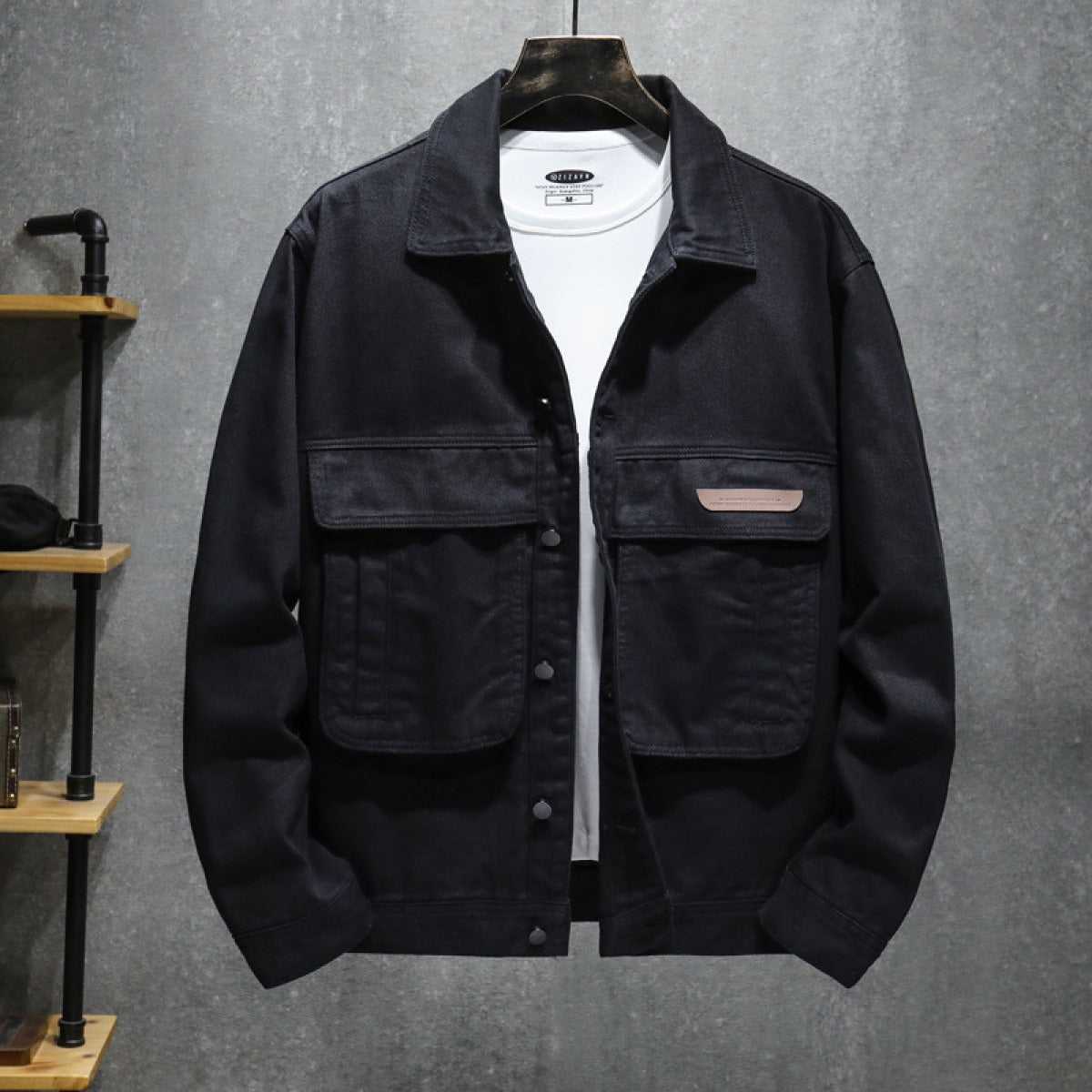 Praktische Herrenjacke Schwarz mit vielen Taschen