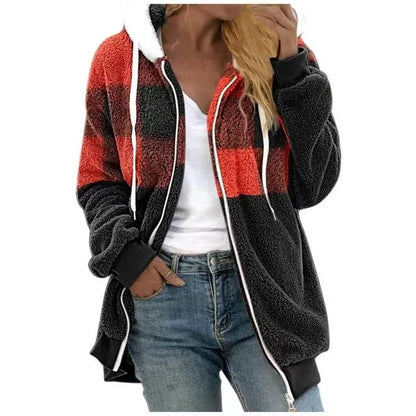 Kapuzen Sweatjacke Weich Plüsch Fleece