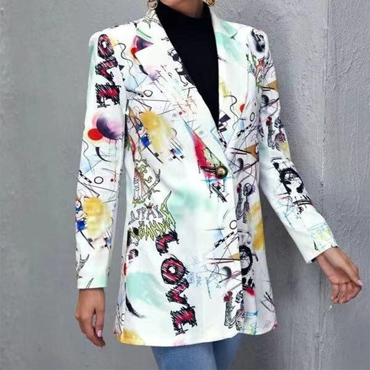 Maßgeschneiderter Blazer Elegant Einreiher Abstrakt Muster - IdealeKleiden