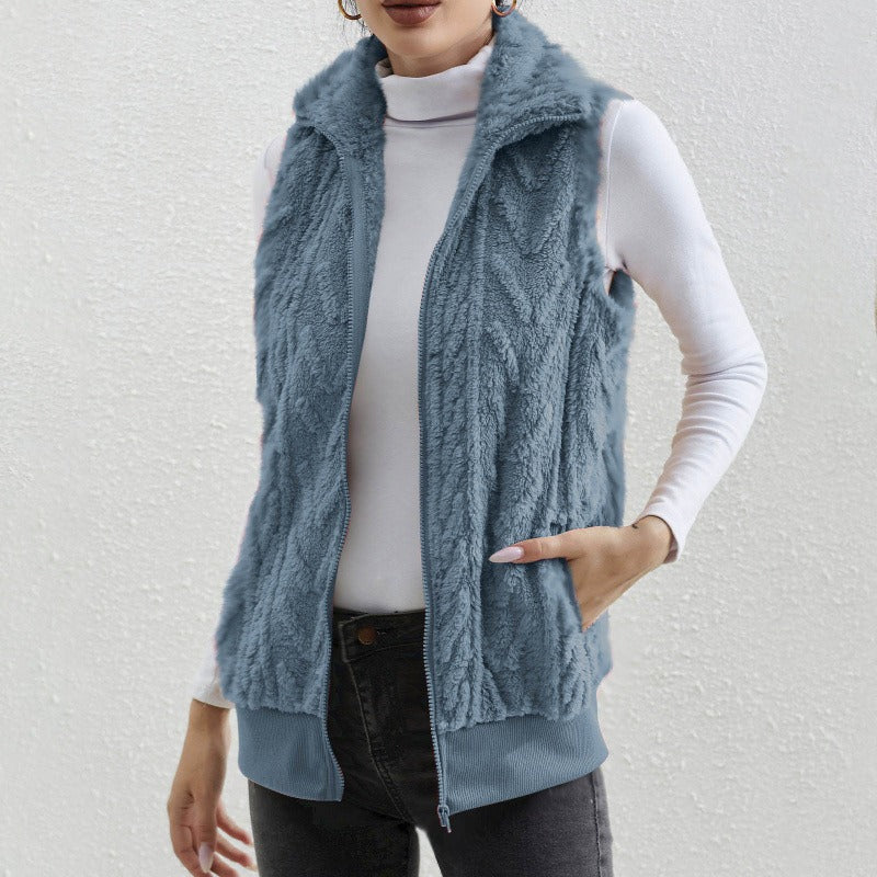 Kleid Ohne Ärmel Fleece Jacquard Reißverschluss