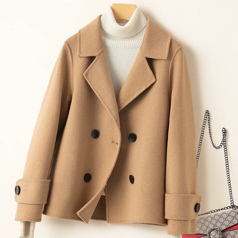 Mantel Damen Kurz Woll-Look Tailliert