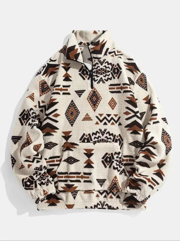 Gemusterte Fleece-Sweater Warm & Bequem