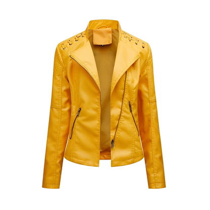 Lederjacke Slim Fit Asymmetrisch Quilted Style