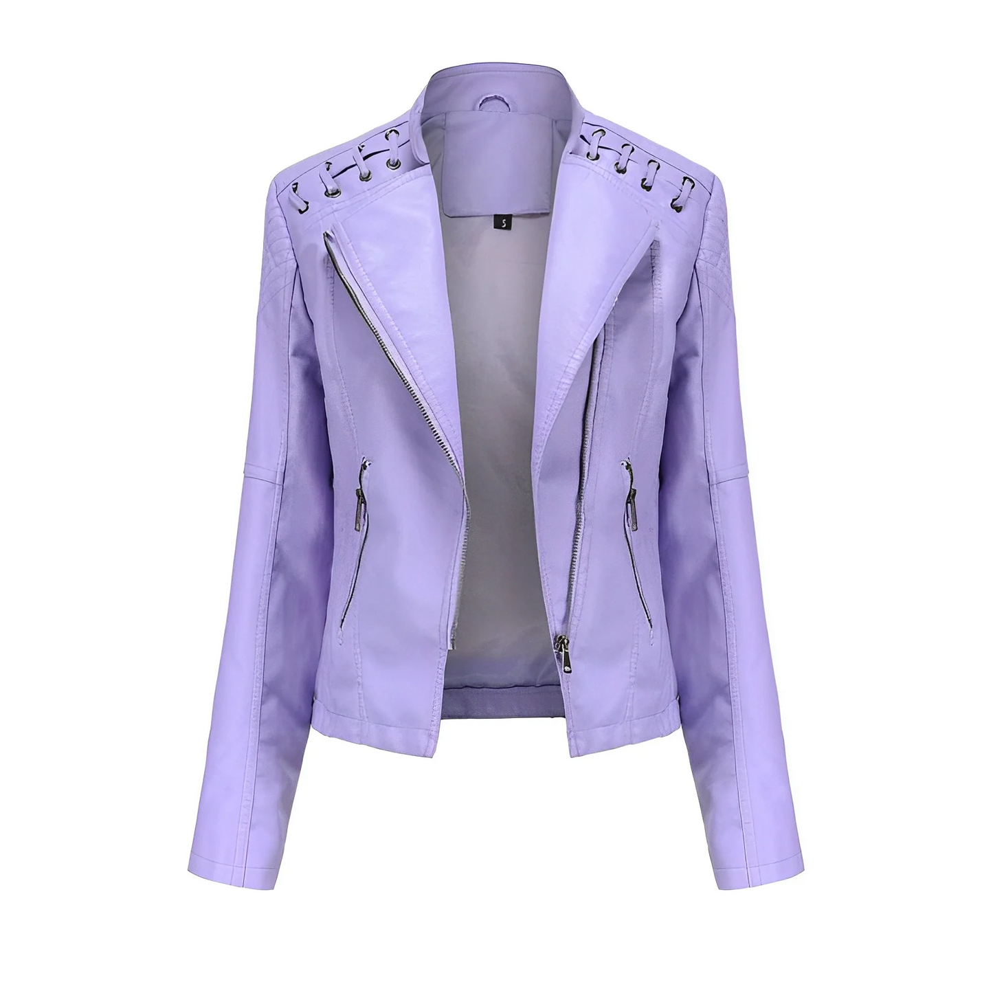 Lederjacke Slim Fit Asymmetrisch Quilted Style