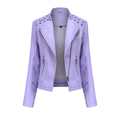 Lederjacke Slim Fit Asymmetrisch Quilted Style