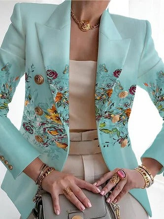 Elegantes Kleid Blumenmuster Rundhals Schnellverschluss