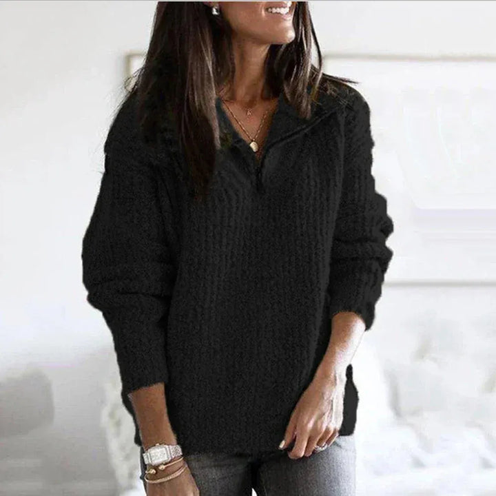 Damen Strickpullover Mit Halbzipper