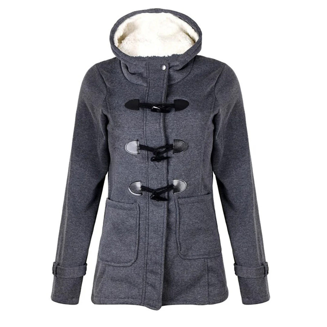 Damen Langmantel Mit Kapuze und Taschen