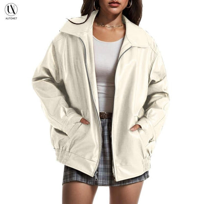 Leder Bomberjacke Damen Elegant
