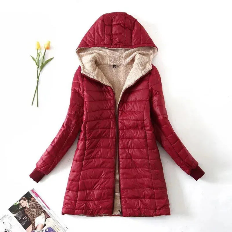 Warmes Winterkleid Fleecefutter Kapuze