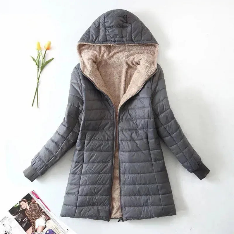 Warmes Winterkleid Fleecefutter Kapuze
