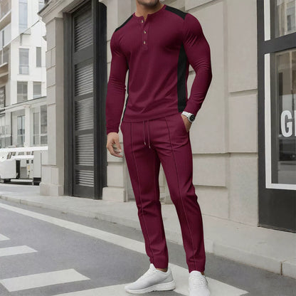 Herren Outfit: Slim Fit Henley Pullover & Hose