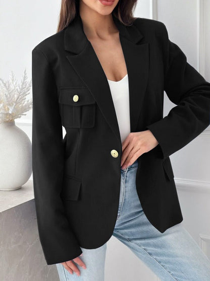 Damen Blazer Doppelreihig Langarm Wollmischung Elegant