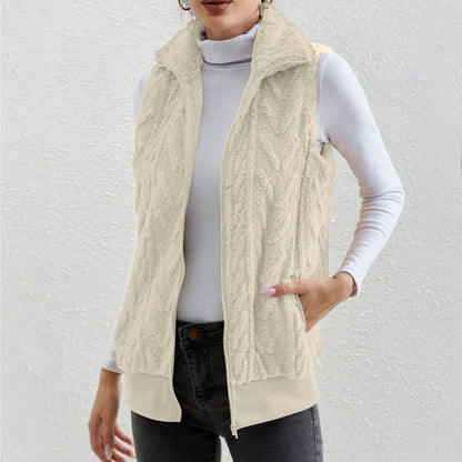Kleid Ohne Ärmel Fleece Jacquard Reißverschluss