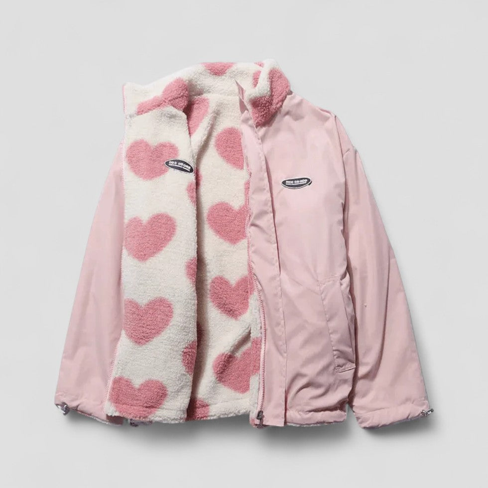 Gemütliche Wendemantel Jacke Herzfutter