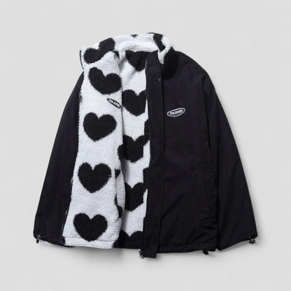 Gemütliche Wendemantel Jacke Herzfutter