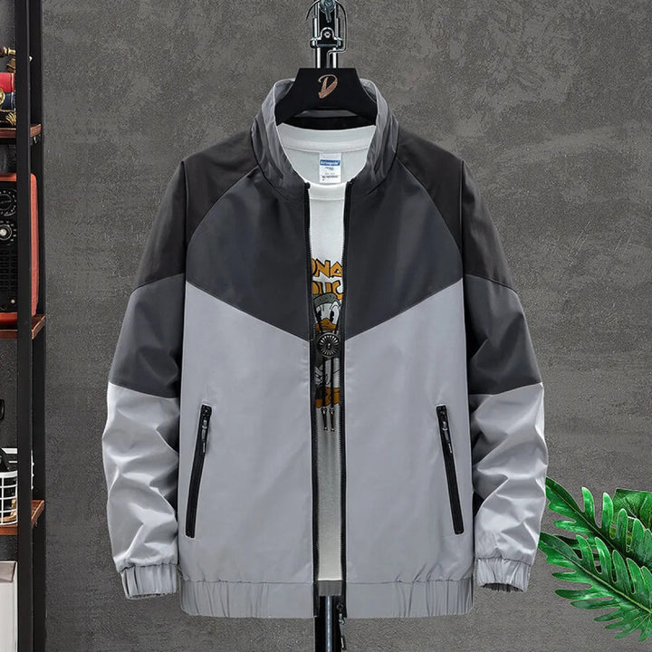 Sportive Jacke Farbblock Muster Reißverschluss