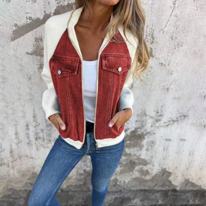 Modisches Damenkleid Jeans Lockere Passform Lange Ärmel
