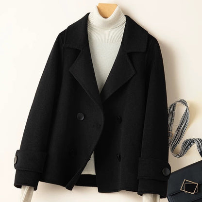 Mantel Damen Kurz Woll-Look Tailliert