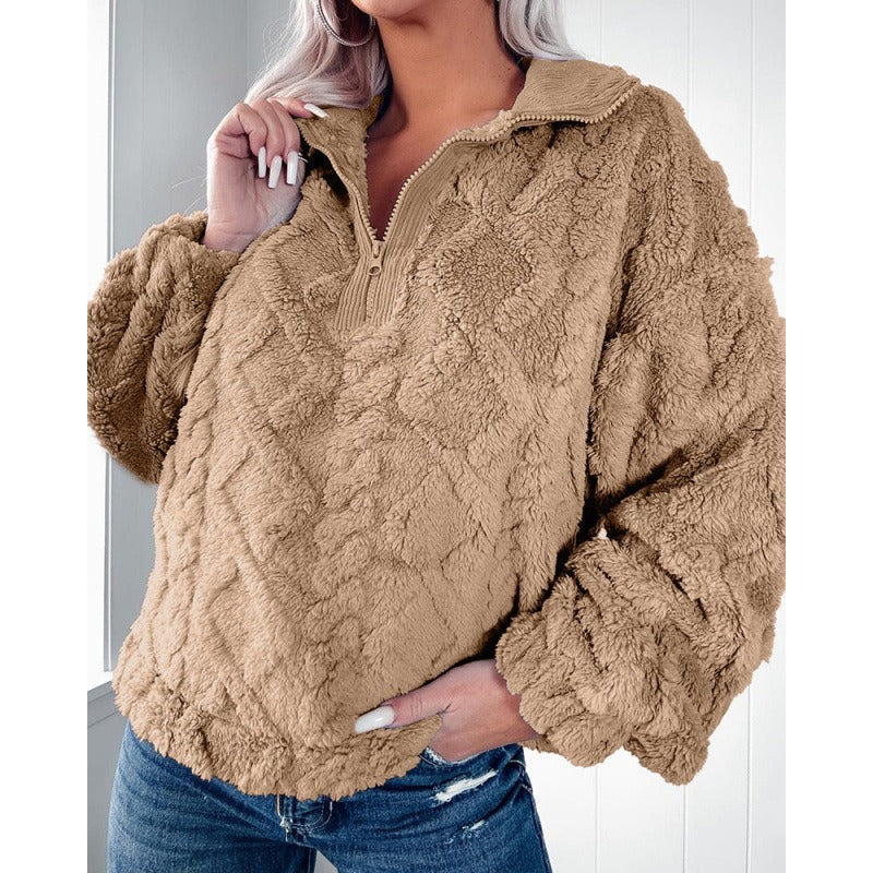 Weite Fleece-Kleidung mit Halb-Reißverschluss