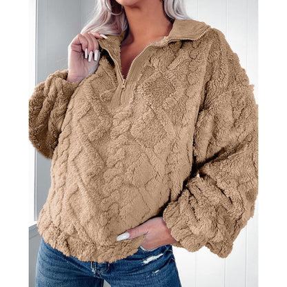 Weite Fleece-Kleidung mit Halb-Reißverschluss